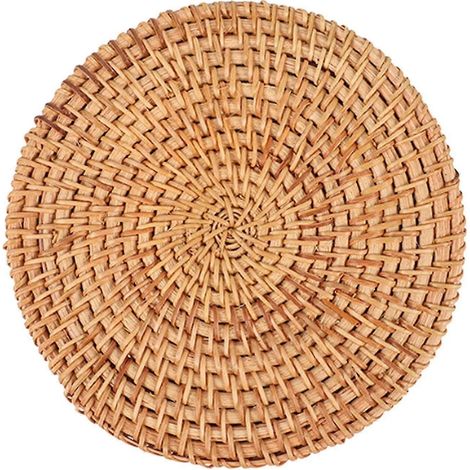 Sets de table ronds en rotin, dessous de tasse, dessous de pot, cadeaux d'anniversaire originaux, tapis isolants thermiques tissés à la main pour restaurant, salon et bureau-18cm (1/5)