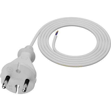 Cavo di collegamento da 1,5 m con spina dritta 2x1 mm² cavo di alimentazione bianco (1/5)