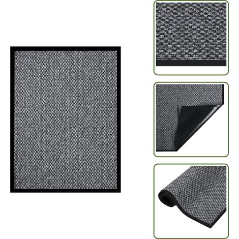 Fußmatte Grau 40x60 cm - Teppich - Fussmatte - Türmatte - Schlingenteppich - Grau