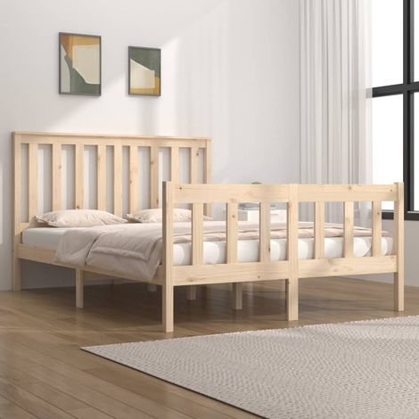 Bed Frame without Mattress Solid Wood Double vidaXL (1/5)