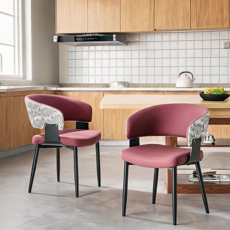 Chaises de salle à manger vintage en simili rouge lot de 2 en PU (1/5)