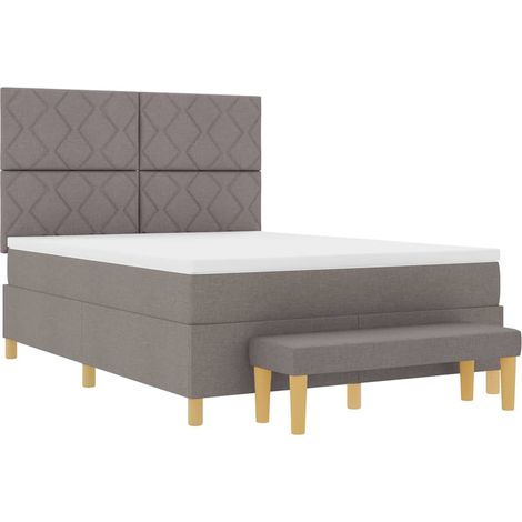 vidaXL Lit à ressorts avec coussin Taupe 140 x 190 cm tissu (1/5)