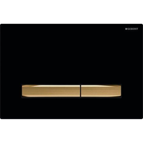Geberit Sigma50 dual-flush plate, square, metallized brass: Base plate and push button: brass, cover plate: black (115.672.DW.2) (1/4)