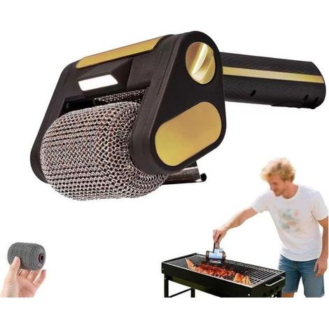 Brosse de Nettoyage Électrique sans Fil pour Barbecue, Tête Rotative sans Poils en Acier Inoxydable 304, Design Amovible, Recharge USB, Accessoire de Cuisine Extérieur, Noir (1/4)