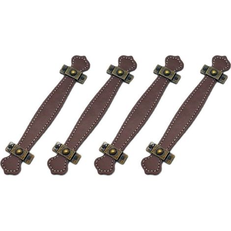 4 pièces, poignées de tiroir en cuir antique, boutons de valise en cuir marron, sans vis, adaptés aux portes d'armoires à tiroirs, sacs de valise (1/4)