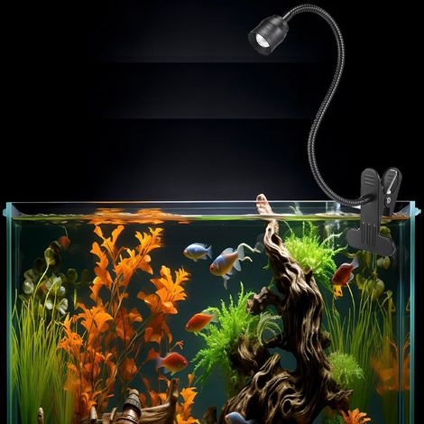 Lampada per acquario con clip regolabile e funzione zoom – Illuminazione per paesaggi acquatici per mini-acquari, piante acquatiche e acquari interni