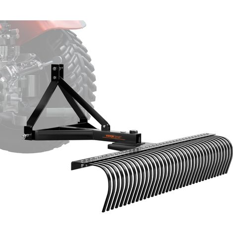 VEVOR Remolque detrás de la Escarificadora, 759,5 x 678,2 x 482,1 mm con 36 Púas de Acero, Rastrillo de Cesped de 3 Puntos con Accesorios para Tractor, Rastrillo de Paisaje para Jardín, Granja, Cesped