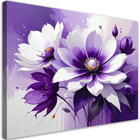 Quadro su tela, Un bouquet di fiori viola in un'elegante cornice. - 30x20 (1/2)