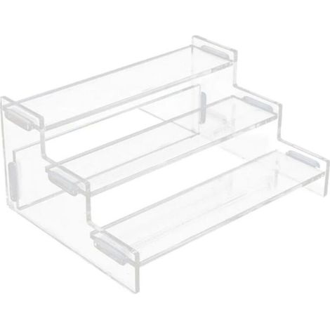 Présentoir en acrylique transparent compact, étagère de rangement pour coiffeuse, support à parfums, présentoir pour gâteaux et autres aliments (1/4)