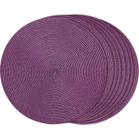 APEX Huit sets de table ronds violets, fabriqués en polypropylène résistant aux hautes températures, pour protéger la table. (1/5)