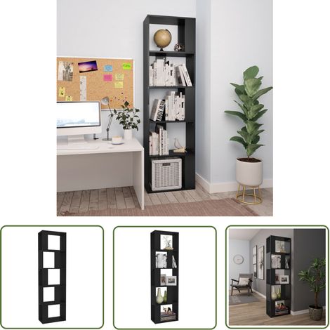Furniture Limited - Bibliothèque/Séparateur de pièce Noir Bois d’ (1/5)