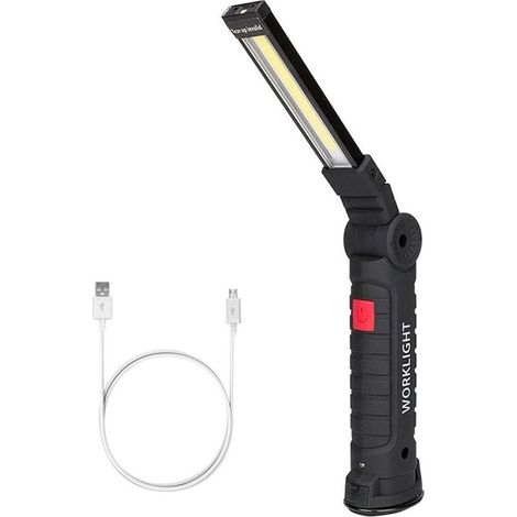 Lampe de Travail à Main, Lampe de Travail pour réparation de Voiture, Lampe de Travail à Main avec Aimant, Lampe de Poche Multifonction Pliable, Mode Professionnelle - Noir W51 S (1/5)