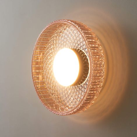 Plafonnier ou applique verre ambré et cannelé - Damian