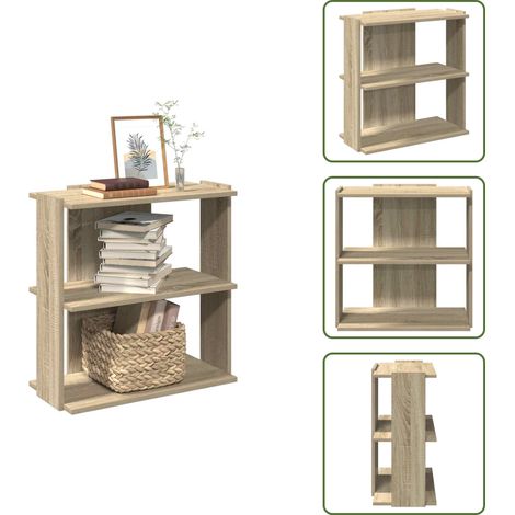 The Living Store Bücherregal 3 Böden Sonoma-Eiche 60x30x60 cm Holzwerkstoff - Bücherregal 3 Böden (1/5)