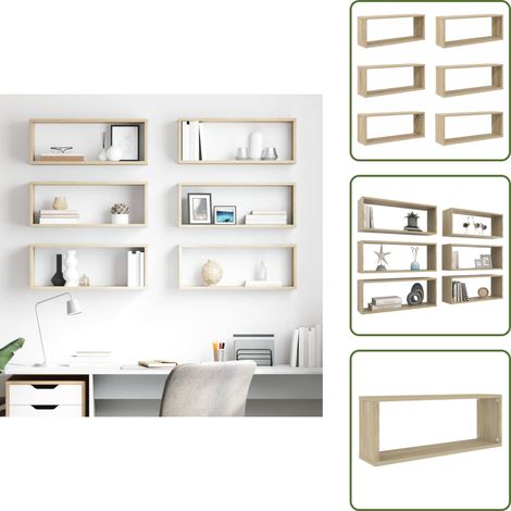 Mensole per decorare - vidaXL Mensole Parete a Cubo 6pz Rovere Sonoma 60x15x23 cm Multistrato - Mensole per oggetti