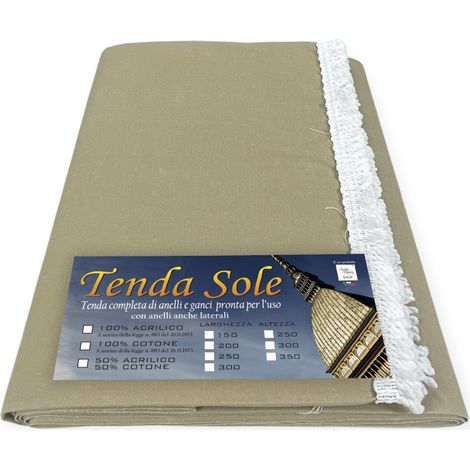 TENDA SOLE DA esterno GIARDINO balcone BEIGE Unito in Acrilico CONFEZIONATA in 6 Misure Cm. 140x250 (1/5)