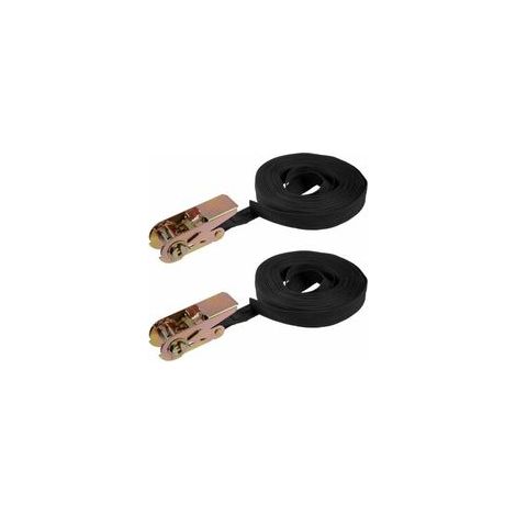 2 PCS Sangle arrimage cliquet Sangles Cargo 10mx25mm 600kg Charge Travail, Sangle d'Arrimage avec Tendeur, Sangle de Serrage en Polyester, pour Moto, Cargaison, Remorque, Camions, Bagages (Noir) (1/5)
