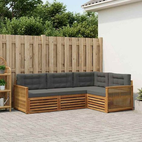 vidaXL Outdoor-Sofagarnitur mit Kissen 4 pcs Natur und Anthrazit (1/5)