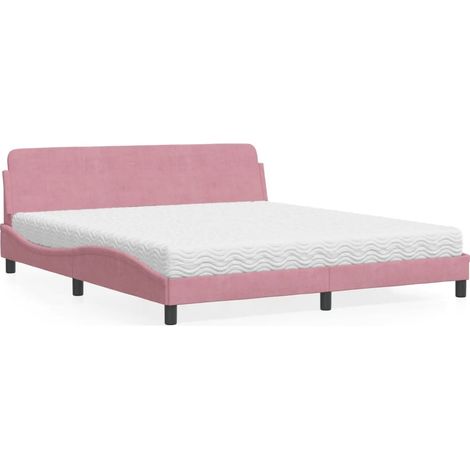 Bett mit Matratze "Dover" Rosa 180x200 cm Samt (1/5)