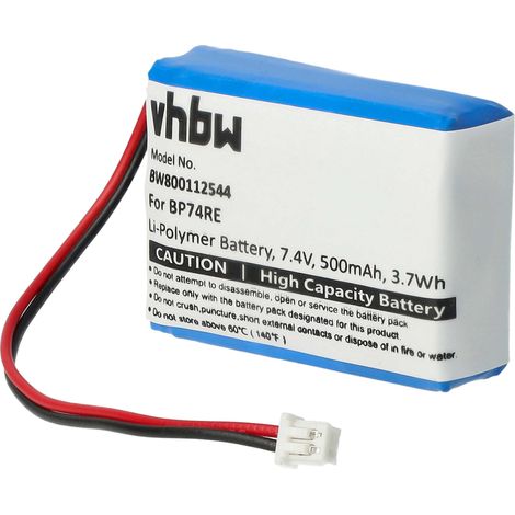 vhbw Akku Ersatz für BP74RE für Hundehalsband Hunde-Trainer (500 mAh, 7,4 V, Li-Polymer)