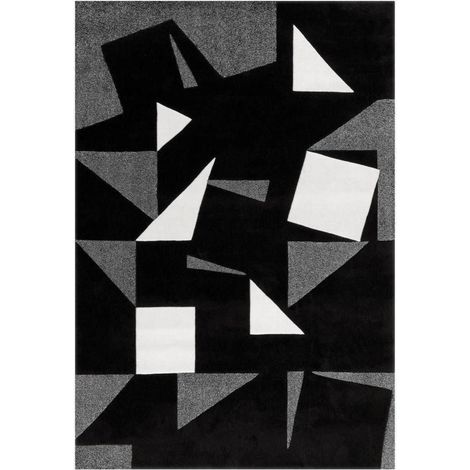 Tapis esprit frisee 3108 noir blanc gris - 140 x 200 cm