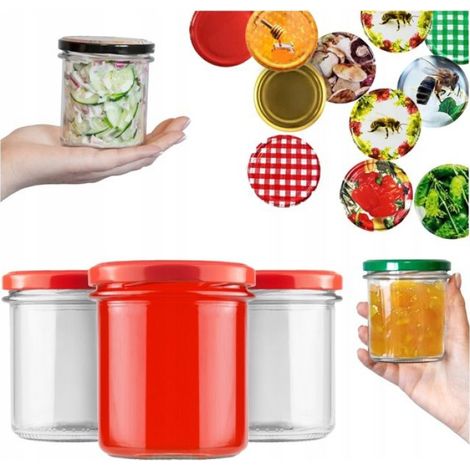 Pot De Conservation - 350 Ml - Droit Avec Couvercle - Pour Confiture Miel Pâté Viande - Lot De 15 (1/5)