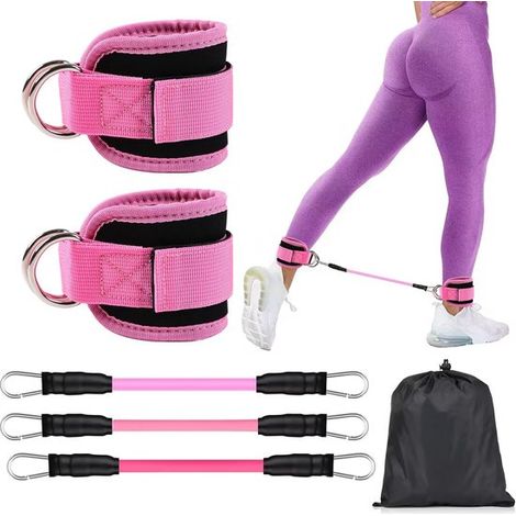 Bandas de ejercicio para tobillos, juego de bandas de resistencia con presillas para los pies, bandas de entrenamiento de tobillo ajustables con puños para fitness, rebote, gimnasio en casa (1/5)