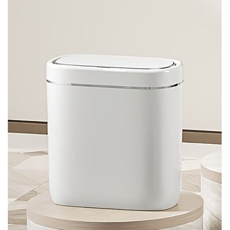 BEAFACE Poubelle intelligente à capteur, poubelle domestique, fine et portable, anti-odeurs, 9 L, idéale pour les restaurants et les hôtels (blanc) (1/5)