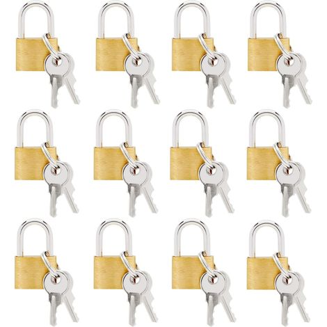 Lot de 12 petits cadenas avec clés, 12 mini cadenas pour bagages, sacs à dos, sacs de sport, boîte à bijoux, agendas (1/5)