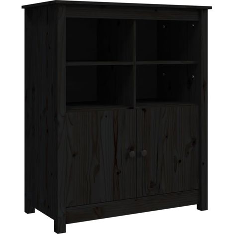 vidaXL Credenza Nera 83x41,5x100 cm in Legno Massello di Pino (1/5)