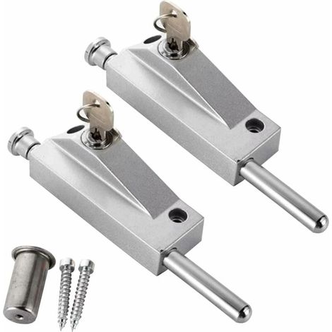 Serrures de porte en verre en alliage d'aluminium, Verrou de sol, verrou antivol de sécurité, pour salle bains, toilettes, magasin, portes en verre sans cadre,2 pièces(argent)-LIAIKI (1/4)