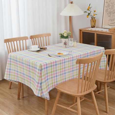 [LCS] Nappe vichy pastel de Pâques 152 x 305 cm, polyester déperlant, réutilisable pour le printemps/la Saint-Valentin - Compatible avec les tables standard