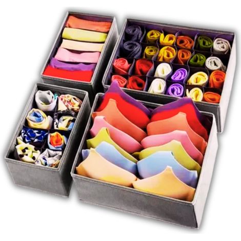 Contenitore organizer per biancheria intima e calzini, per cassetto dell'armadio, set misto da 4 pezzi (1/5)