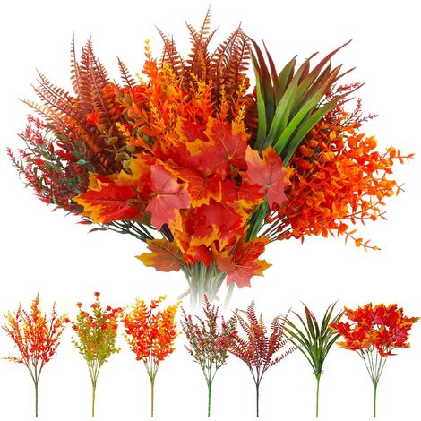 10 Pièces Bouquet D’épi Feuilles d'automne Décoration d'automne Réutilisable Paquet de Fleurs Artificielles D'automne pour Les Tables à Manger Les Jardins Mariages (1/5)