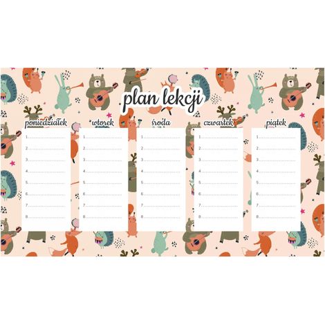 Plan de lección magnético para niños: Concierto en el bosque (45 x 26 cm)