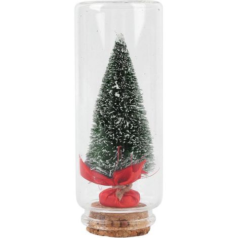 Tragbarer Miniatur-Weihnachtsbaum für den Tisch, dekorativ, mit rotem Band