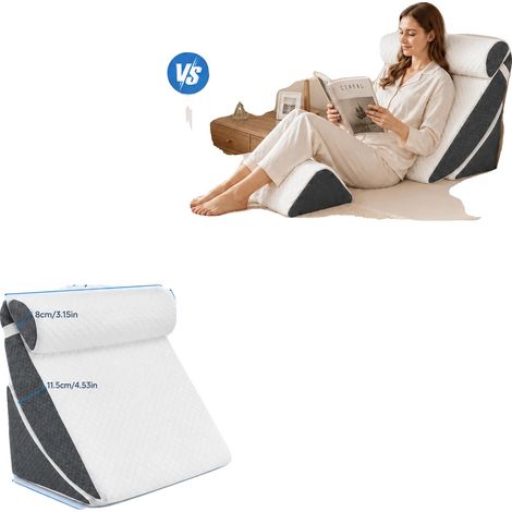 Almohada ortopédica en forma de cuña, soporte ajustable, espuma de confort, gris claro. (1/2)