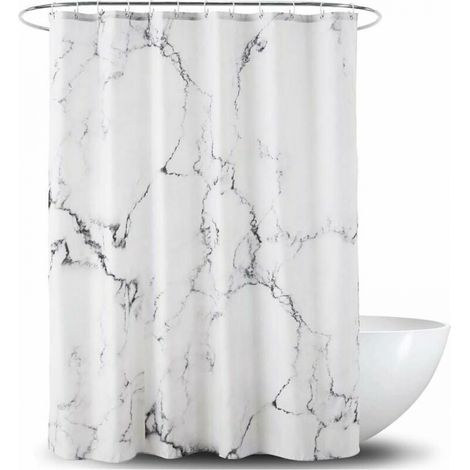 180 x 200 cm Waterproof Fabric Shower Curtain with Reinforced Hem - Various Sizes - Marble Pattern - Washable Polyester (1/5)