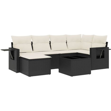Maison Exclusive - Set Divani da Giardino con Cuscini 7pz Nero Polyrattan (1/3)