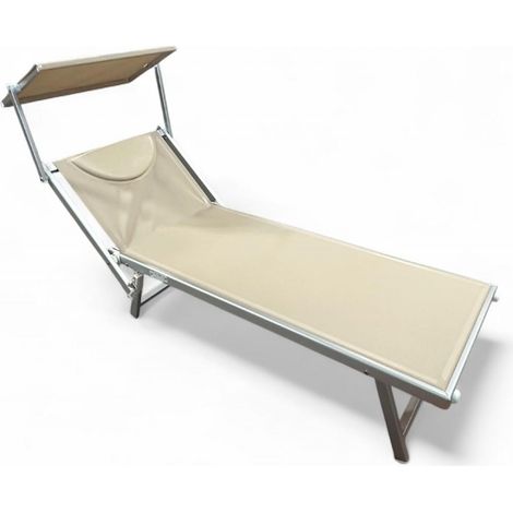 LETTINO DA MARE BEJIE IN ALLUMINIO ANODIZZATO 190X60CM TELO DA 800Gr CON PARASOLE (1/4)