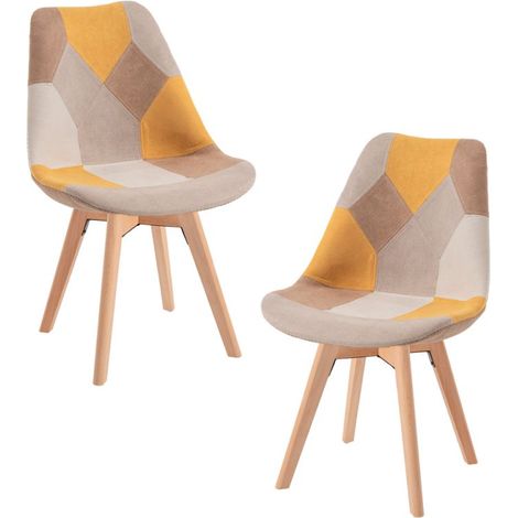 Packs Sillas Comedor - Pack 2 Sillas Synk Patchwork - Amarillo (1/5)
