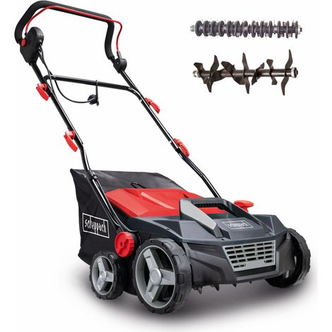 [JAMAIS UTILISÉ] Scheppach Scarificateur électrique 3en1 SC38 - 1600W - largeur de travail 38 cm - grand bac de ramassage 45L - 5 positions de réglage en hauteur - 16 lames en acier