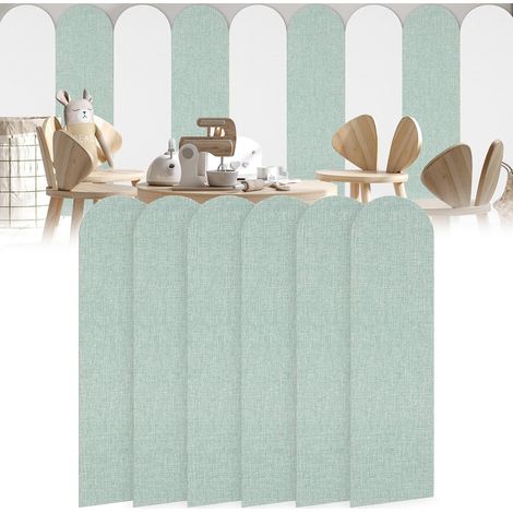 Rivestimento murale 3D autoadesivo spesso (0,4 cm) - Confezione da 12 pezzi 60 x 15 cm - Decorazione e protezione - Per cameretta e soggiorno, Verde (1/5)