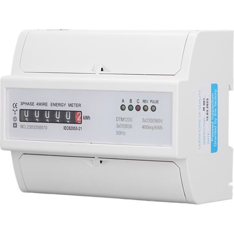 Compteur d'énergie électrique numérique triphasé 7P, montage sur rail DIN, 220 V ou 380 V, 20 A à 80 A (1/5)