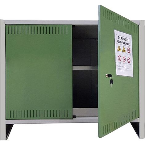 ARMADIO IN METALLO 2 ante BASSO PER FITOFARMACI CON RIPIANI 100x40x80 h cm agricoltura fitofarmacia