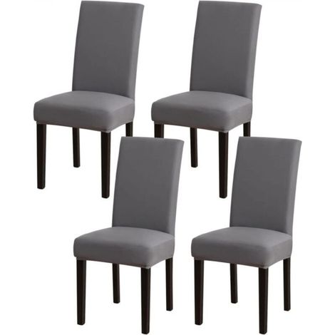 Universal stretchable, removable and washable chair cover, made of stretch lycra, for decorating bouquets, hotels or restaurants (4 pieces, grey) (1/5)
