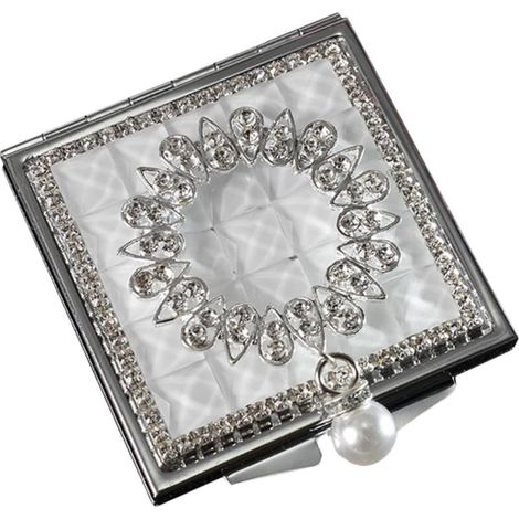 Miroir de Maquillage Portable Facile à Ouvrir Transporter Carré en Métal, Design Élégant et Fleur pour Voyage (1/5)