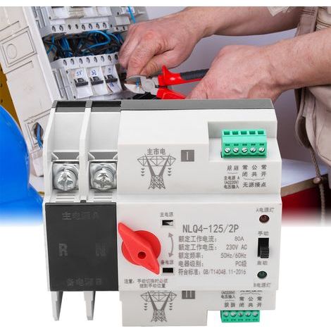 Automatischer 2-poliger 230V 80A-Umschalter für DIN-Schienenmontage – Unterbrechungsfreie Stromversorgung und Stromverteilungssteuerung (1/5)