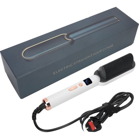 Ionen-Haarglätterbürste mit 3 Geschwindigkeitsstufen zum Glätten und Locken, Haarpflege, UK-Stecker 220 V (1/5)