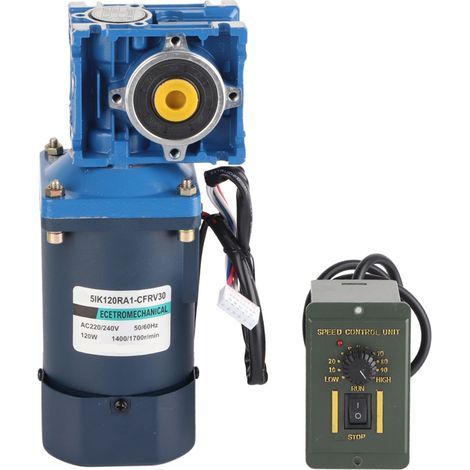 Moteur à engrenage à vis sans fin 120W AC 220V, variateur de vitesse industriel, accessoire électrique, rapport de réduction 60:1, commande de rotation, pour machines automatiques (1/5)